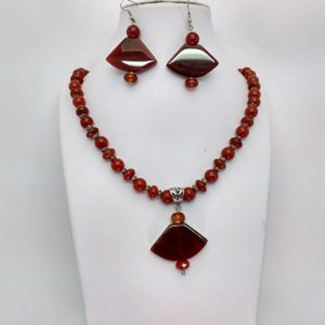 Collar con pendientes en agata corneola "REGALOS DE JOYERIA"