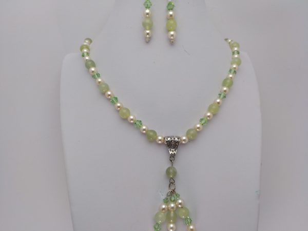 Collar En Perlas Y Piedra Jade Nuevo &Quot;Joyas Unicas&Quot;