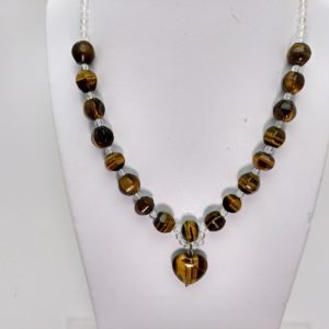 Collar en mineral: cuarzo ojo de tigre "Elegante"