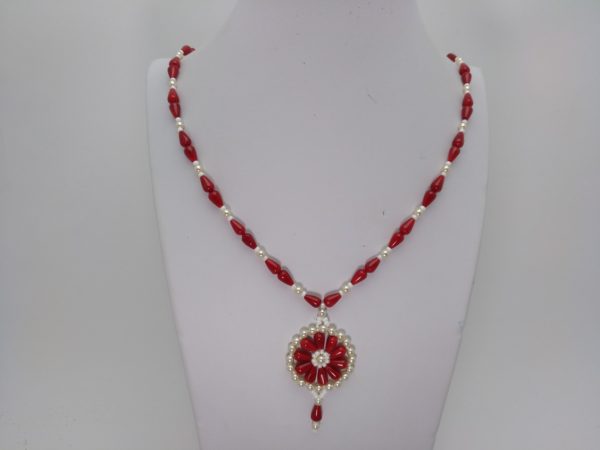 Collar En Lagrimas De Coral Bambu &Quot;Hecho A Mano&Quot; - Imagen 2